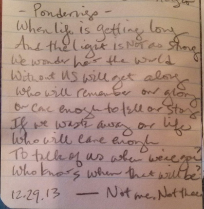 Ponderings, Midnight, 12-29-2013, Bridget E. Smith